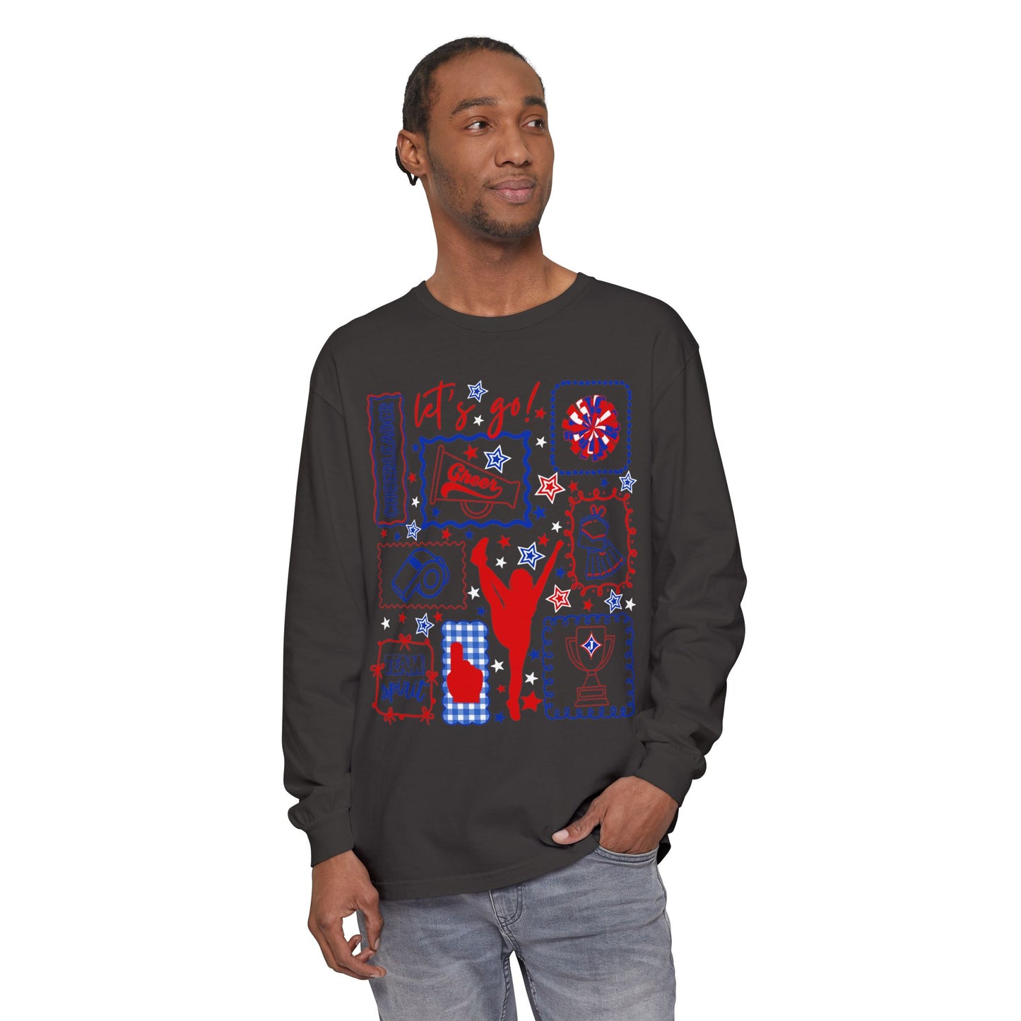 Cheer Icon Grid Long Sleeve Tee (Comfort Colors)