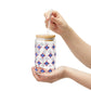 Jefferson J Diamond Sipper Glass — 16oz Reusable Tumbler with Bamboo Lid