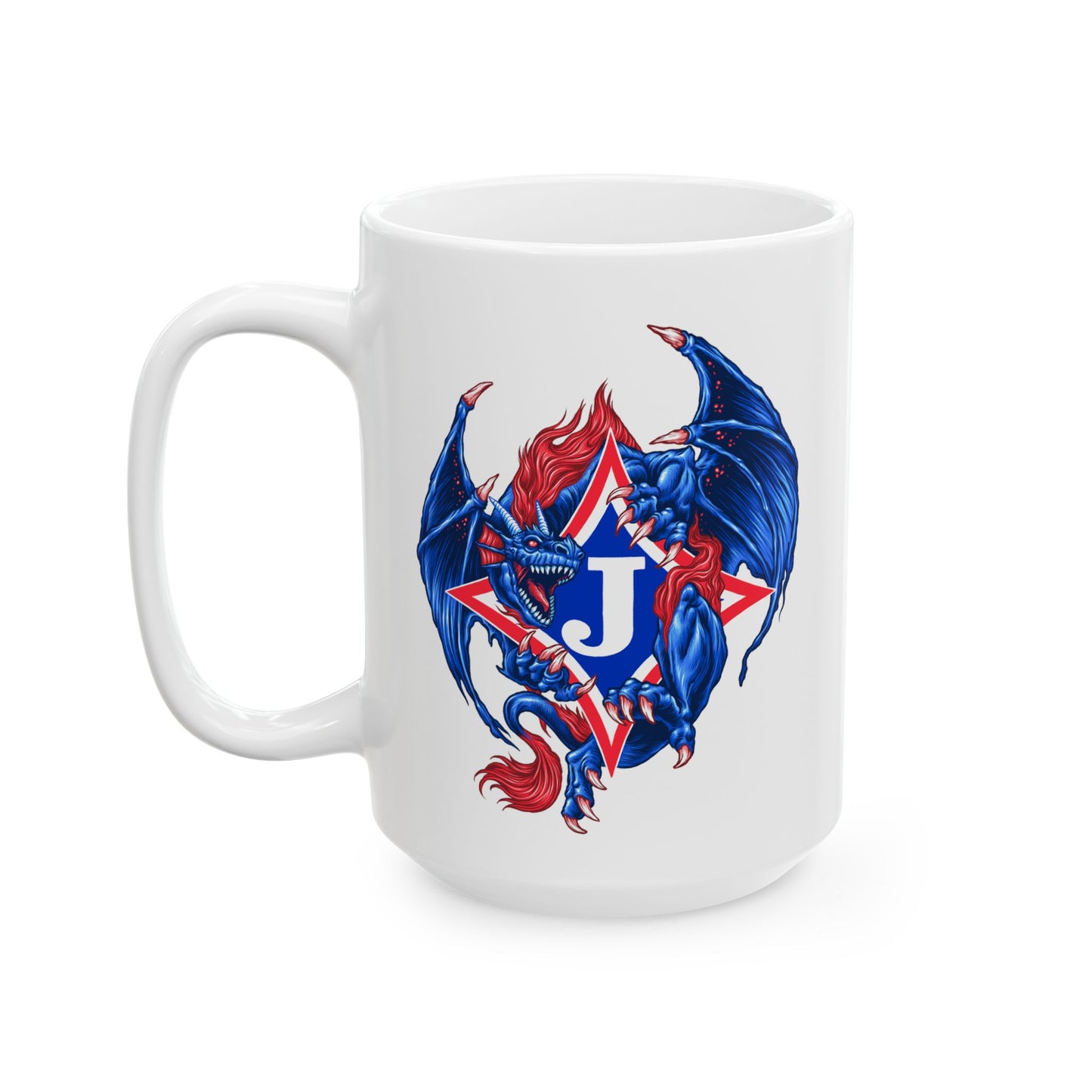Exclusive Dragon J Ceramic Mug — 11oz & 15oz Coffee Cup