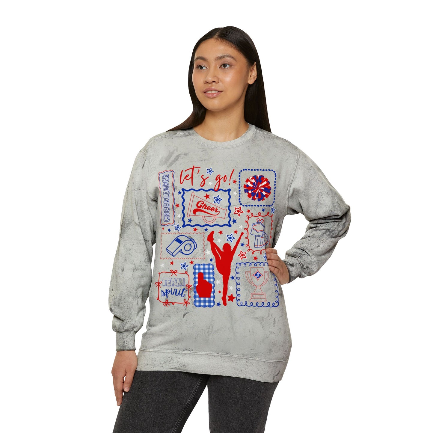 Cheer Icon Grid Tie Dye Sweatshirt