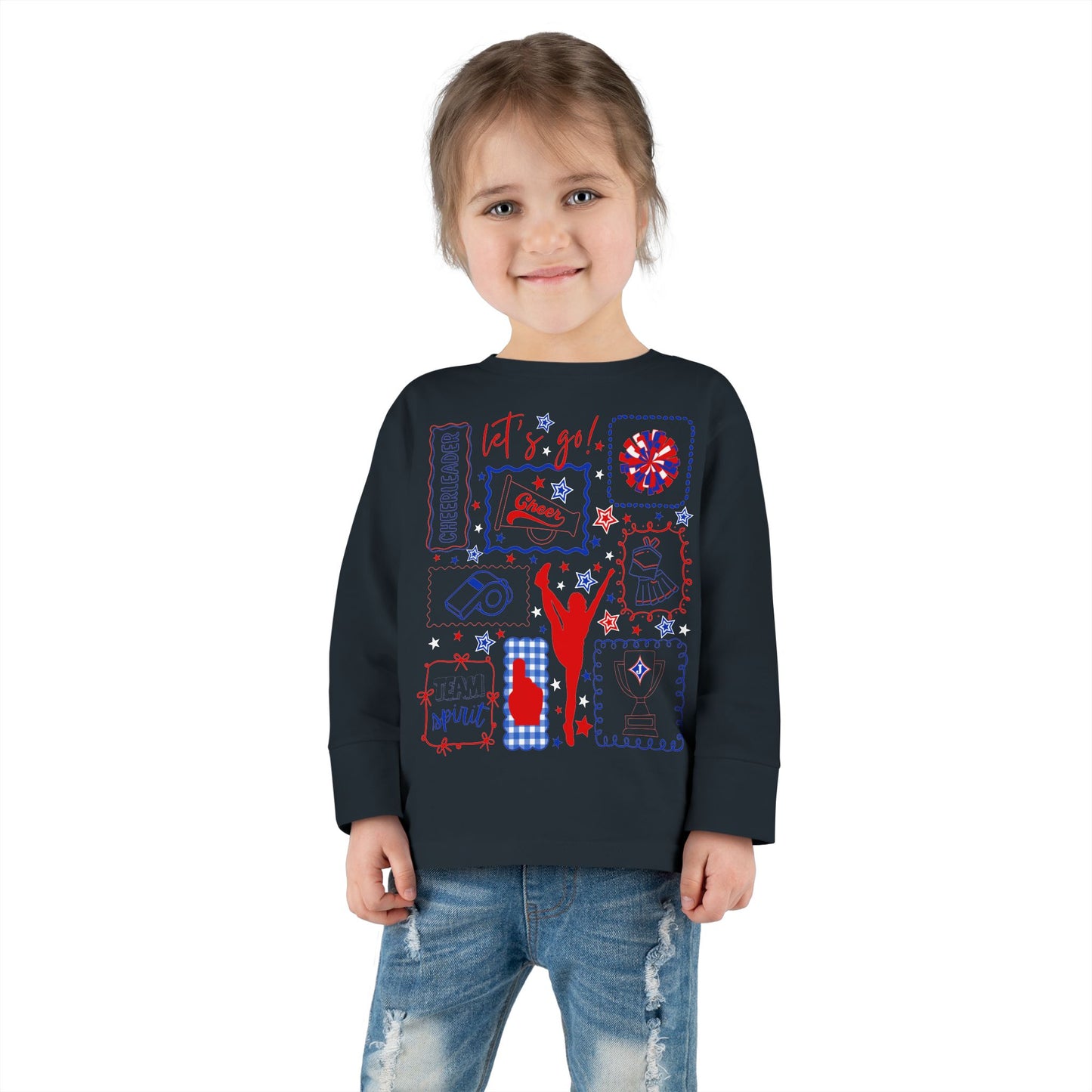 Cheer Icon Grid Toddler Long Sleeve Tee