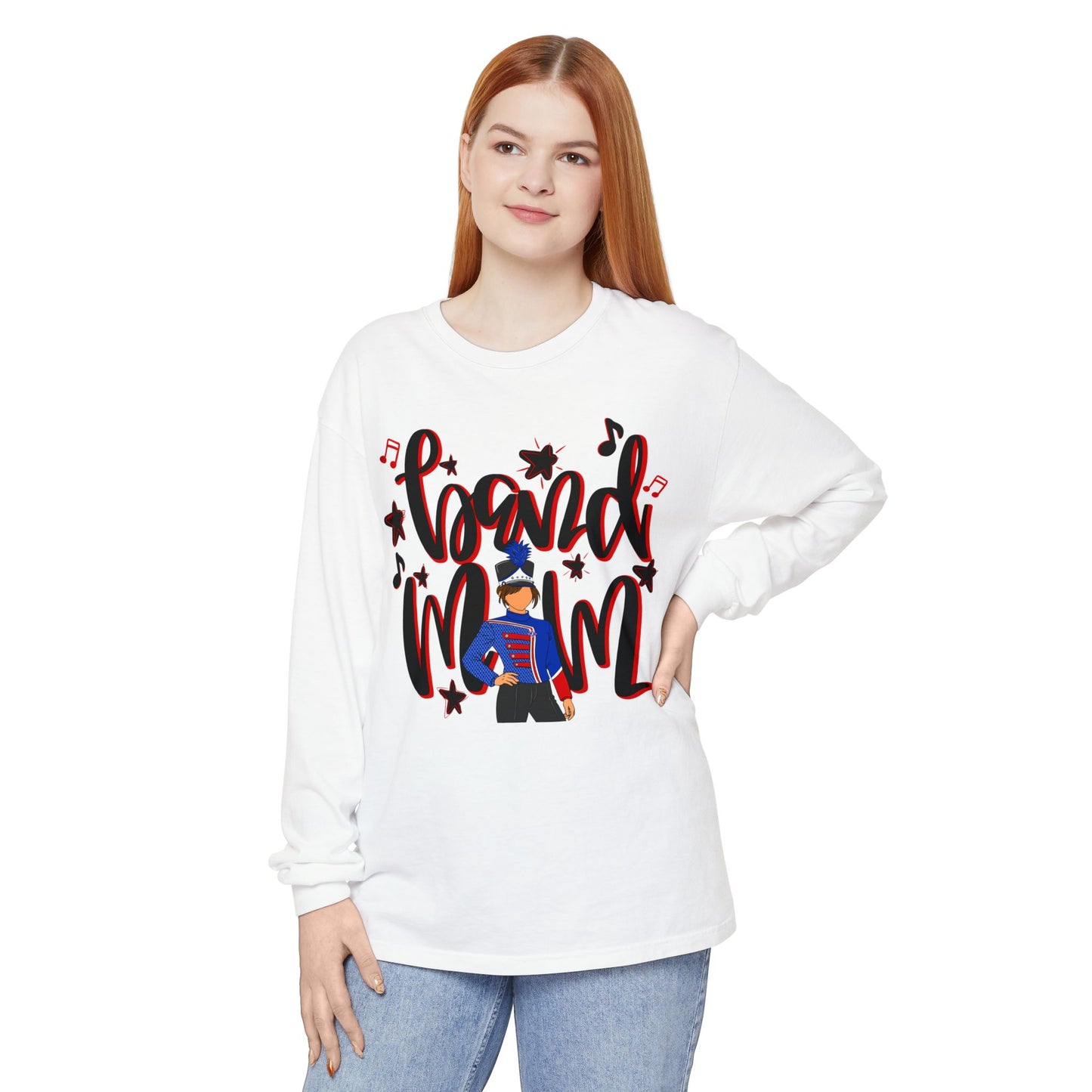 Band Mom Red Girl Long Sleeve Tee (Comfort Colors)