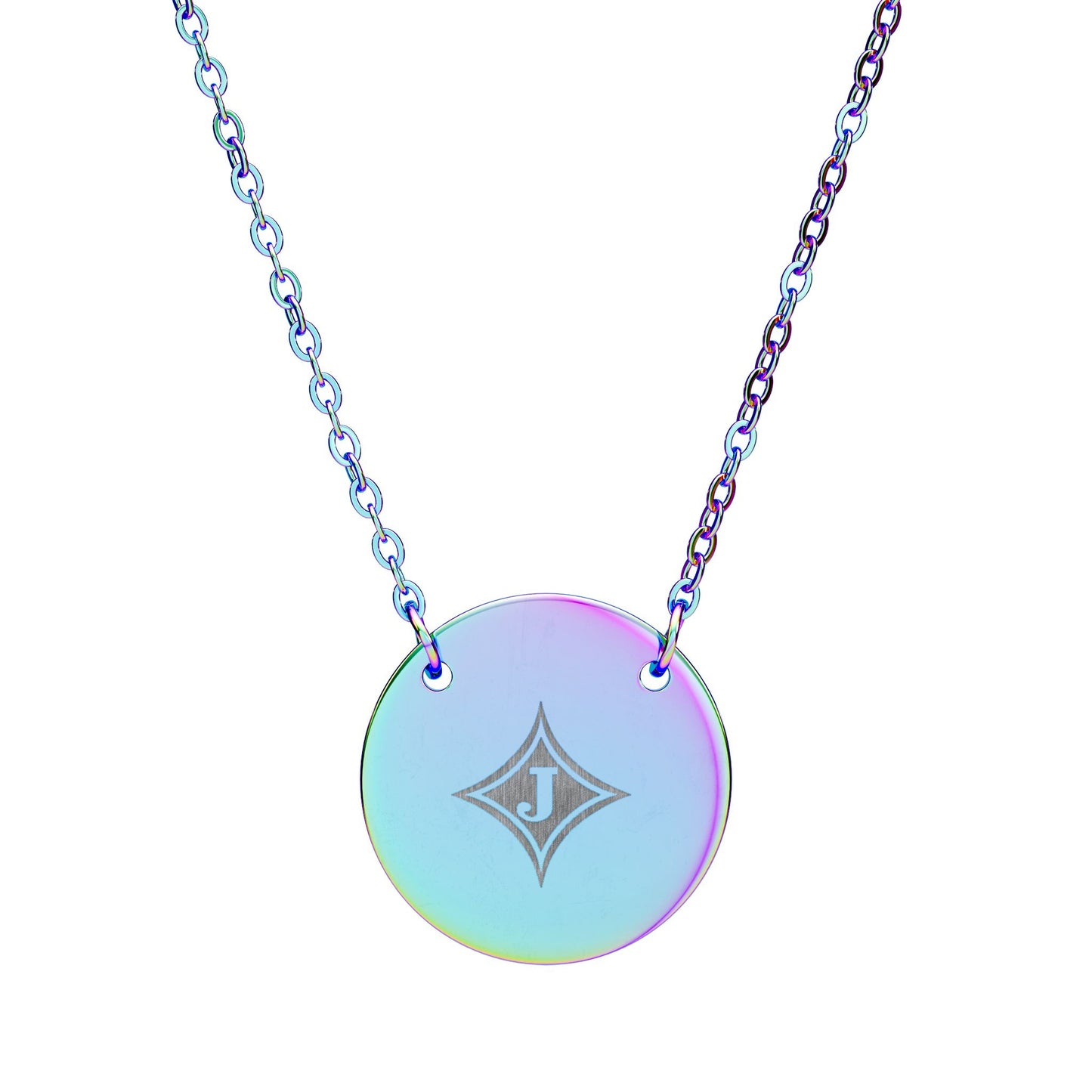 Jefferson J Diamond Engraved Circle Necklace