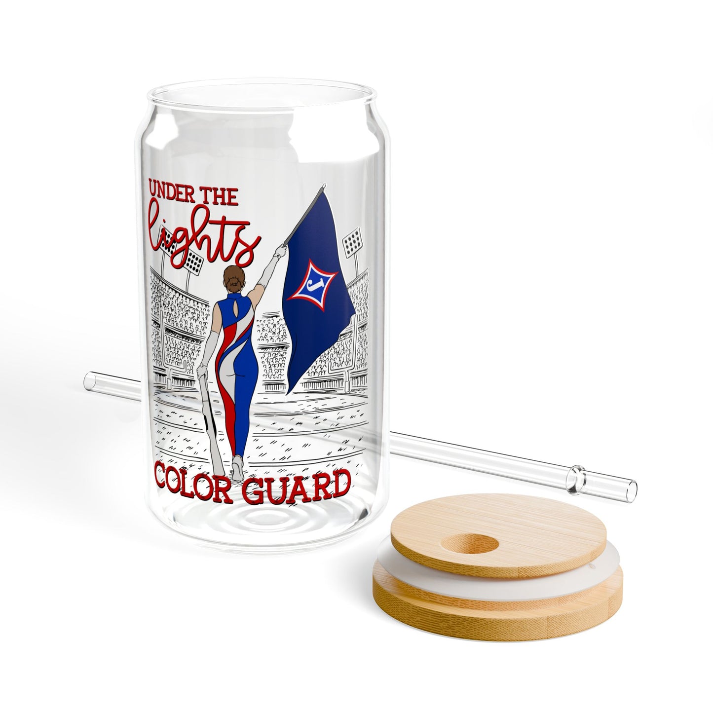 Under The Lights Color Guard Sipper Glass — 16oz Reusable Tumbler with Bamboo Lid