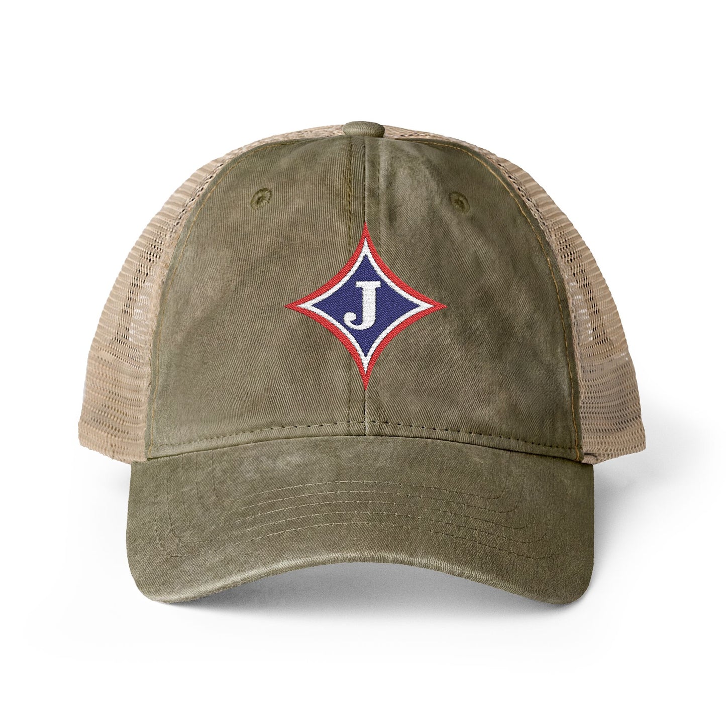 Jefferson J Diamond Women's Washed Mesh-Back Cap