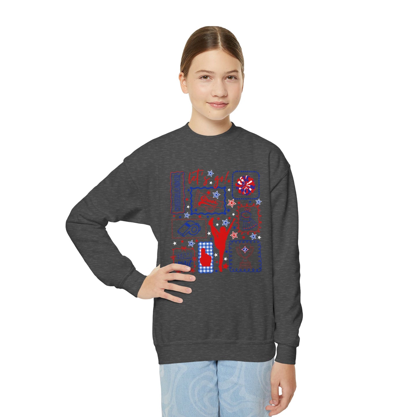 Cheer Icon Grid Youth Crewneck Sweatshirt