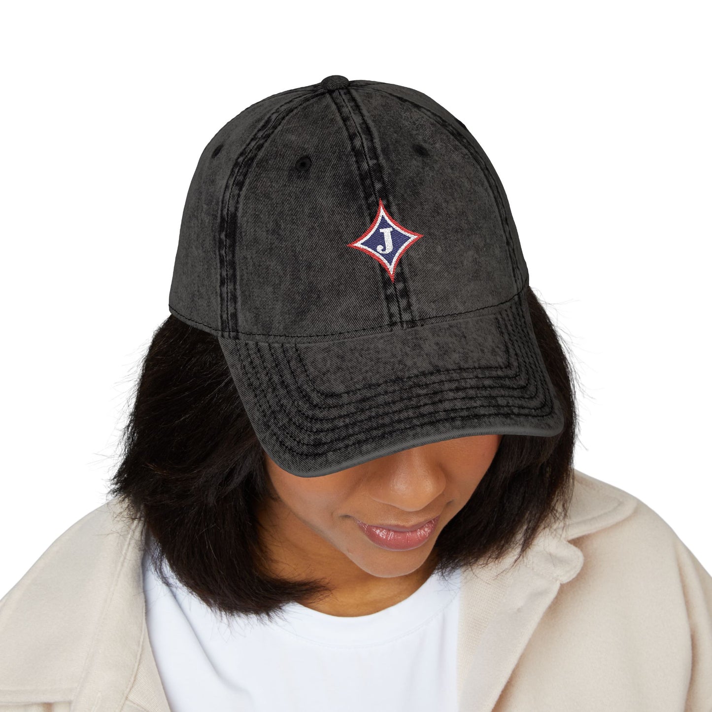 Jefferson J Diamond Vintage Embroidered Baseball Cap