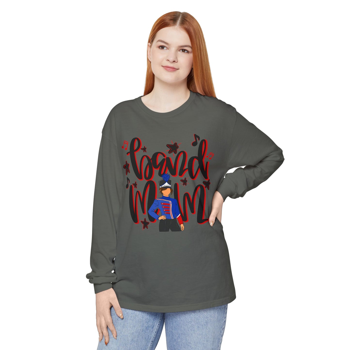 Band Mom Red Girl Long Sleeve Tee (Comfort Colors)