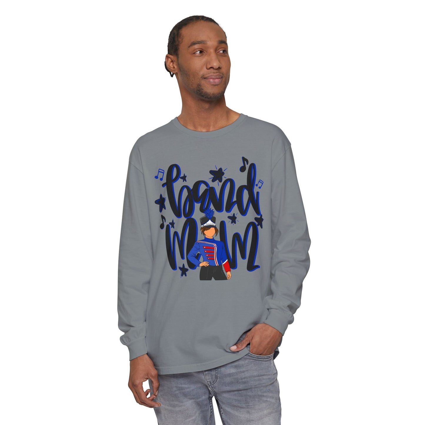 Band Mom Blue Girl Long Sleeve Tee (Comfort Colors)