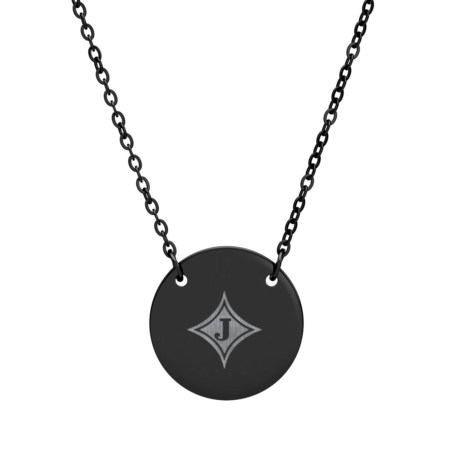 Jefferson J Diamond Engraved Circle Necklace