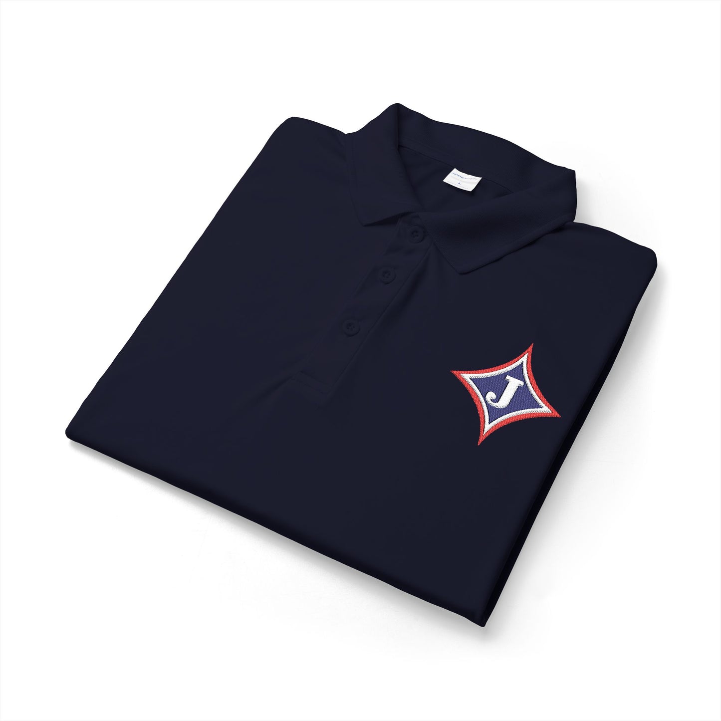 Embroidered Jefferson Diamond Shirt — Classic White Performance Golf Polo