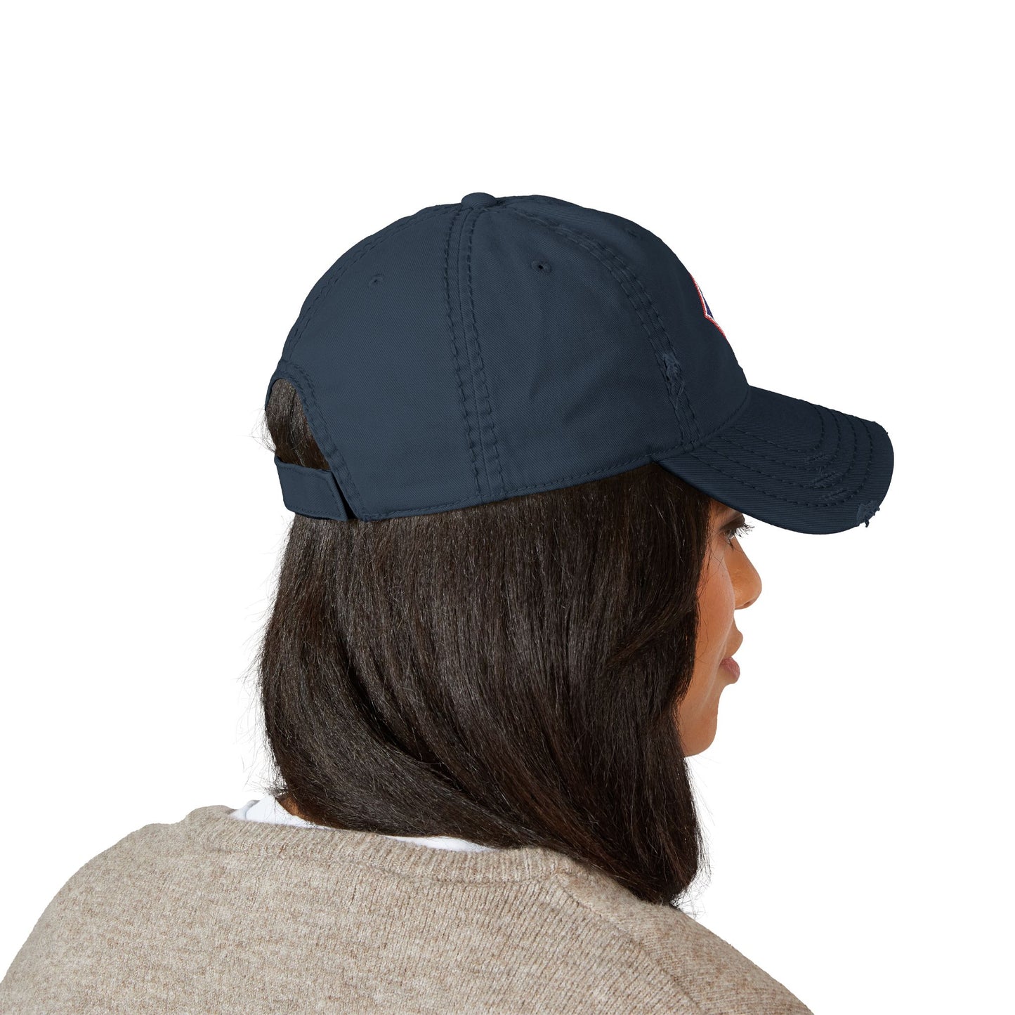 Jefferson J Diamond Distressed Embroidered Dad Hat
