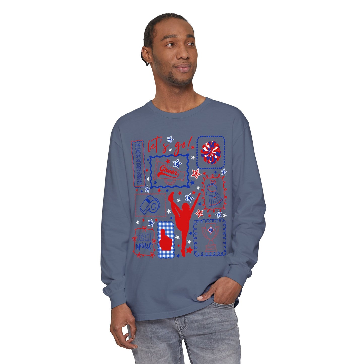 Cheer Icon Grid Long Sleeve Tee (Comfort Colors)