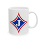 Jefferson J Diamond Ceramic Mug — 11oz & 15oz Coffee Cup