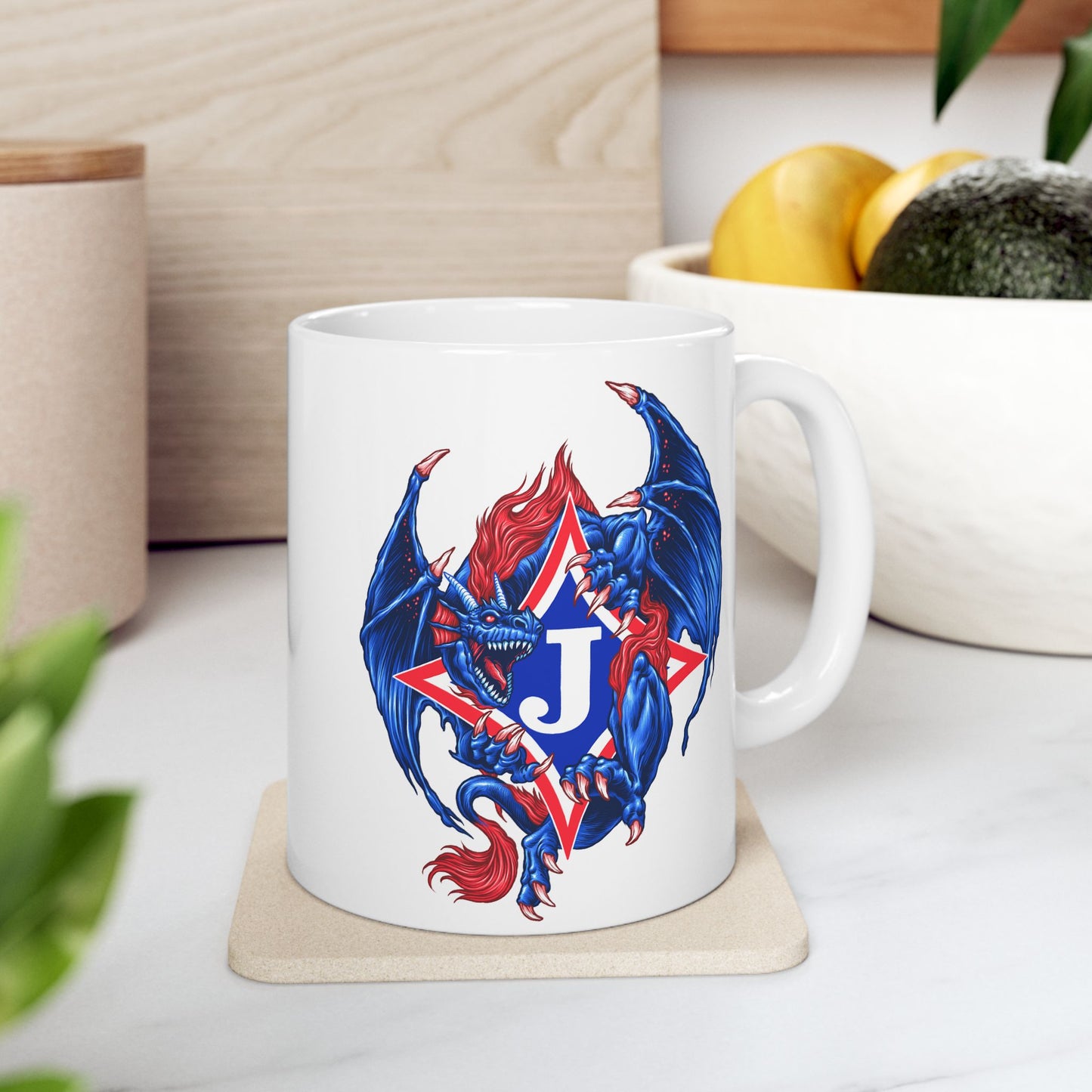 Exclusive Dragon J Ceramic Mug — 11oz & 15oz Coffee Cup