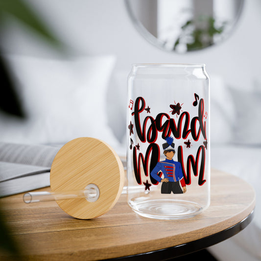 Band Mom Red Boy Sipper Glass — 16oz Reusable Tumbler with Bamboo Lid