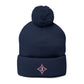 Jefferson J Diamond Embroidered Pom-Pom Knit Hat