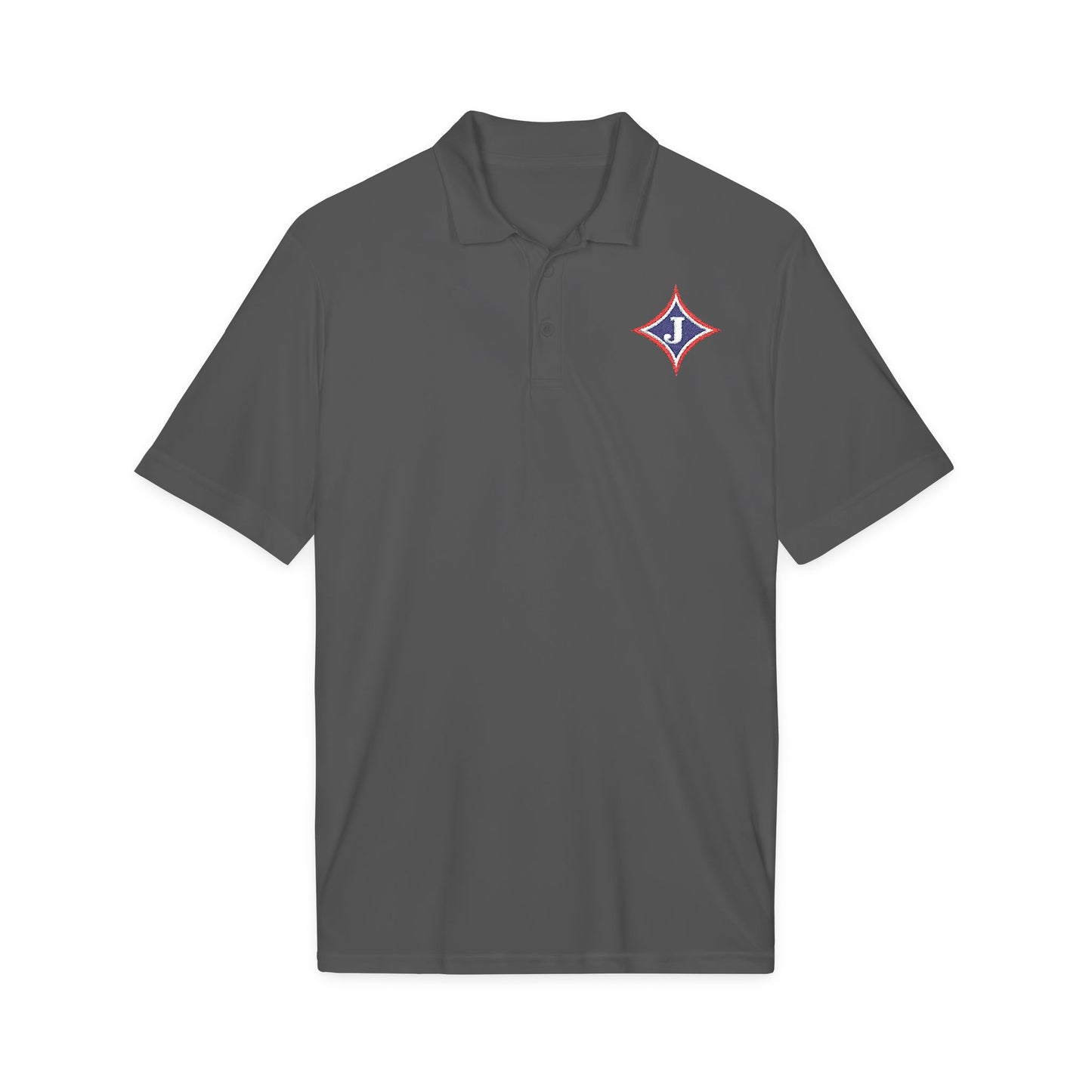 Embroidered Jefferson Diamond Shirt — Classic White Performance Golf Polo