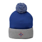 Jefferson J Diamond Embroidered Pom-Pom Knit Hat