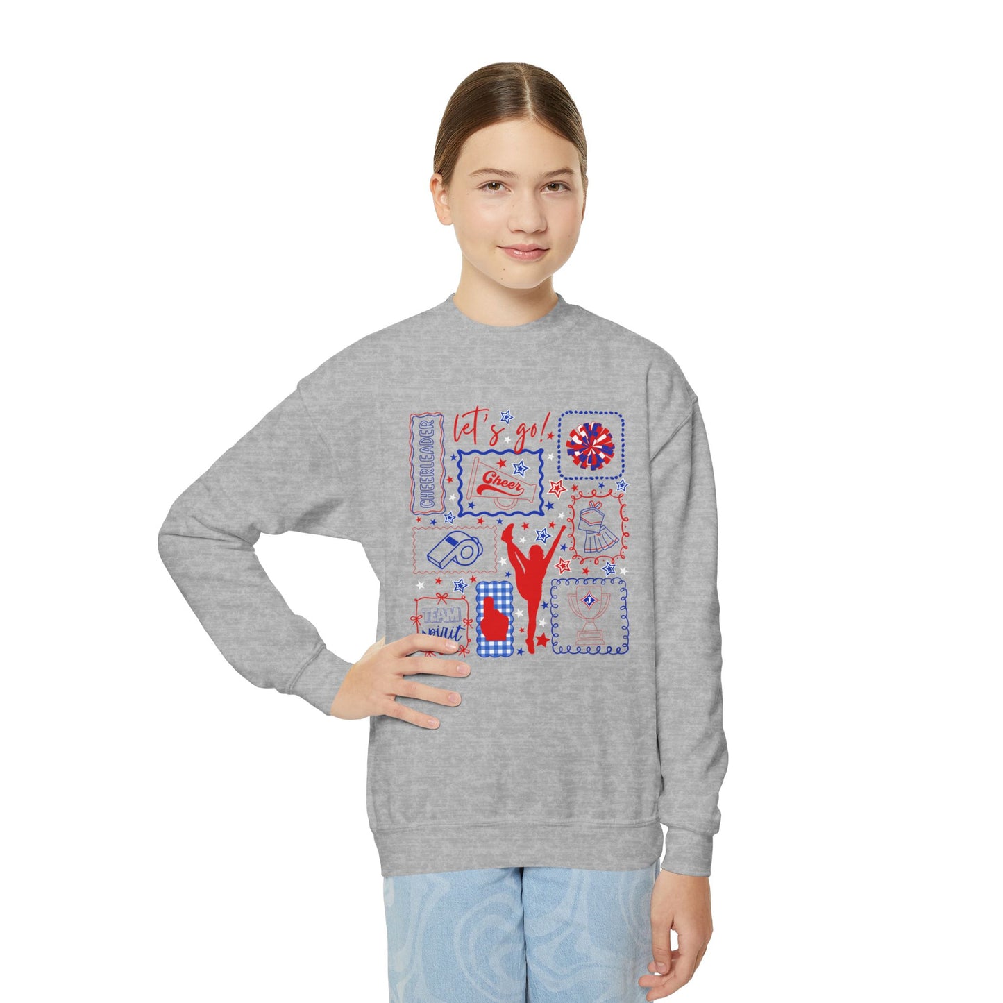 Cheer Icon Grid Youth Crewneck Sweatshirt