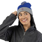 Jefferson J Diamond Embroidered Pom-Pom Knit Hat