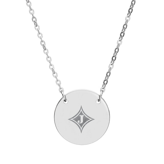 Jefferson J Diamond Engraved Circle Necklace