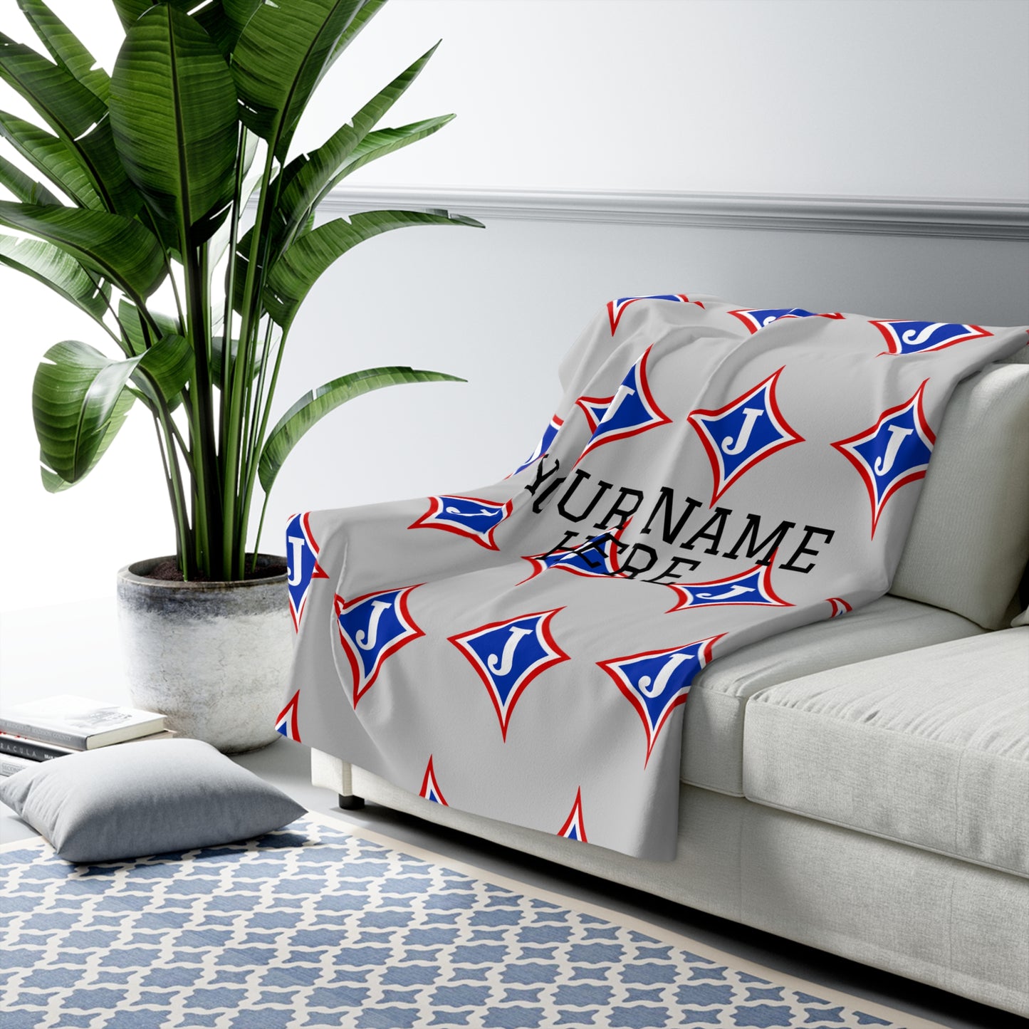 Jefferson J Diamond Sherpa Fleece Blanket