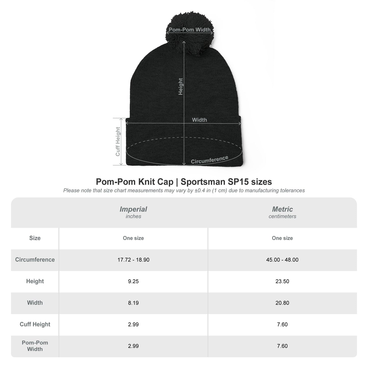 Jefferson J Diamond Embroidered Pom-Pom Knit Hat