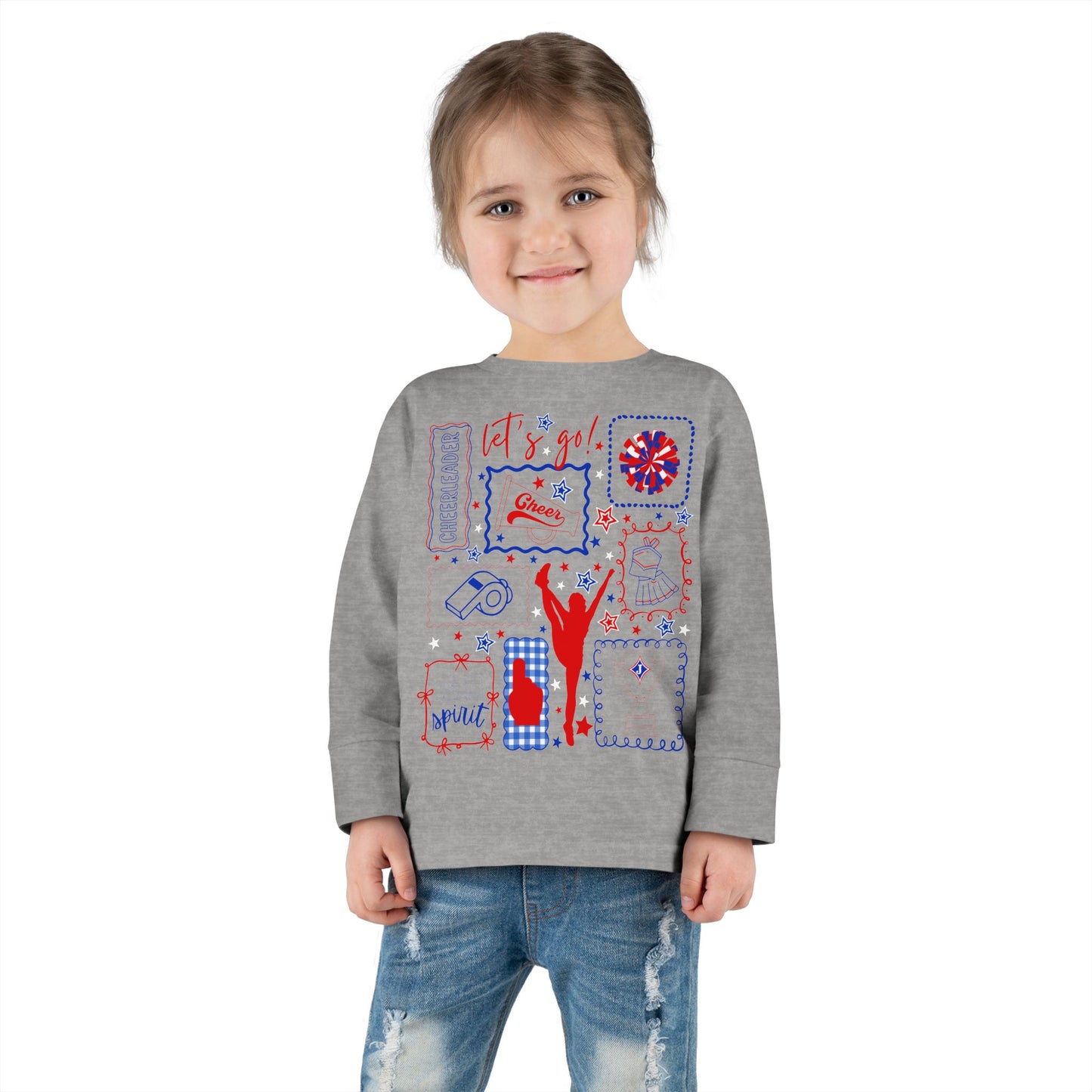 Cheer Icon Grid Toddler Long Sleeve Tee
