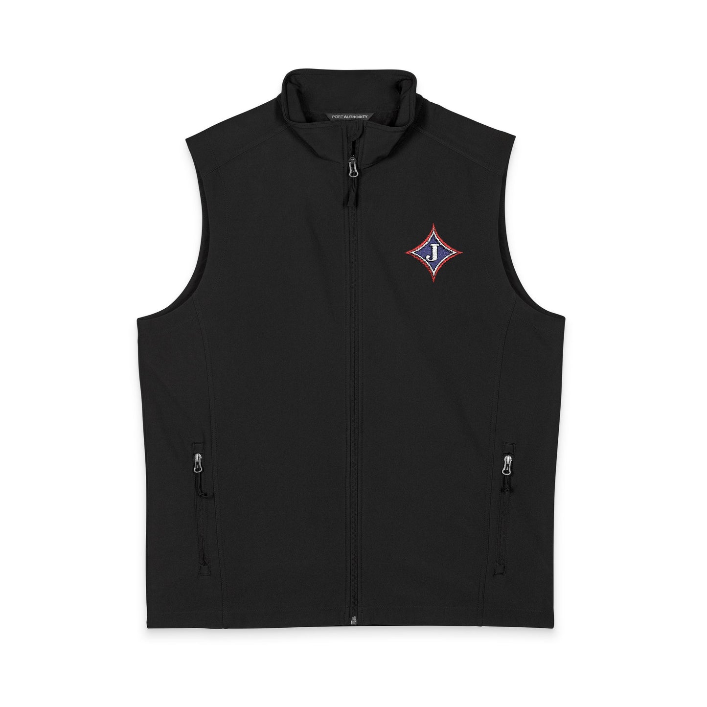 Jefferson J Diamond Embroidered Nautical Compass Soft Shell Vest — Men's Lightweight Windproof Vest