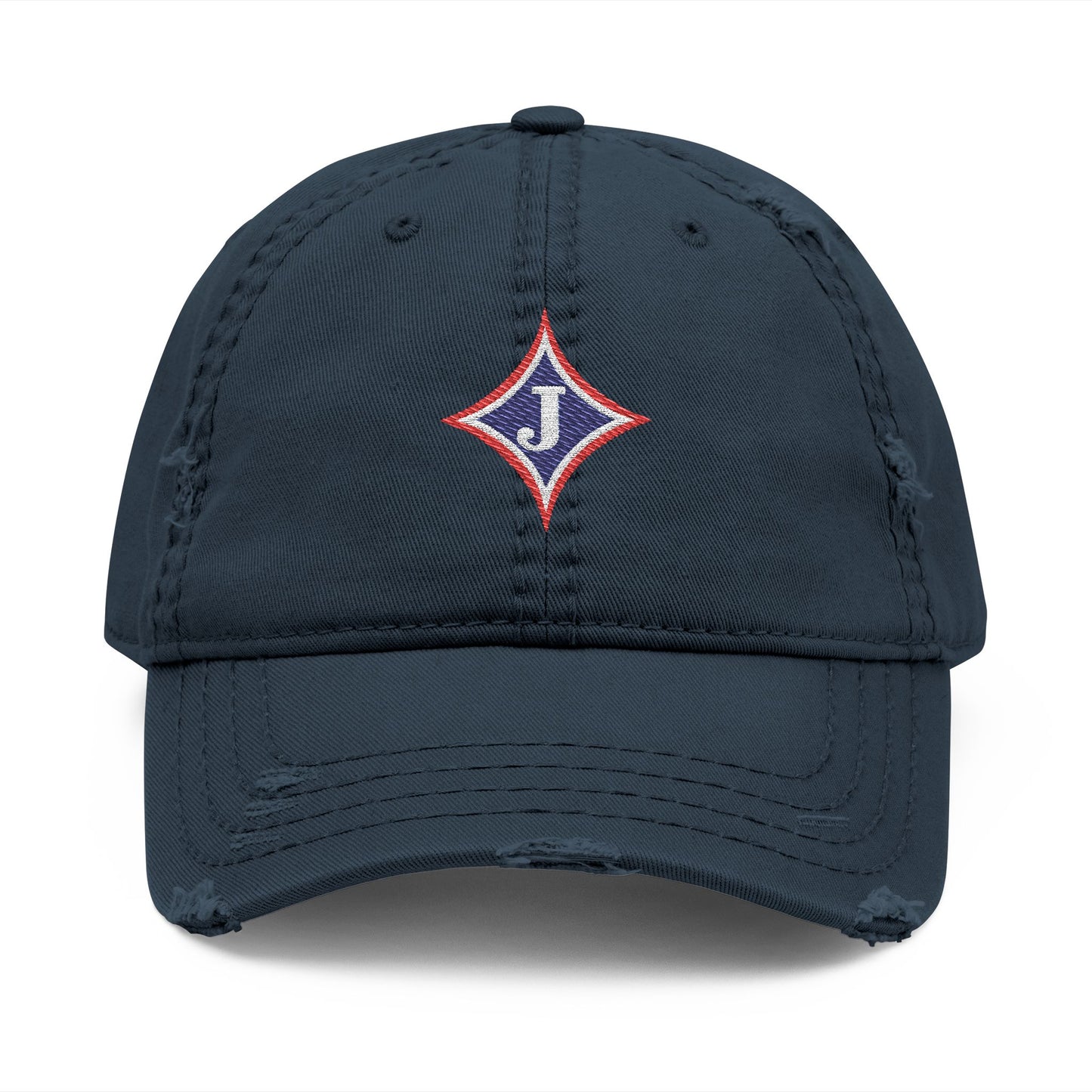 Jefferson J Diamond Distressed Embroidered Dad Hat