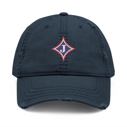 Jefferson J Diamond Distressed Embroidered Dad Hat