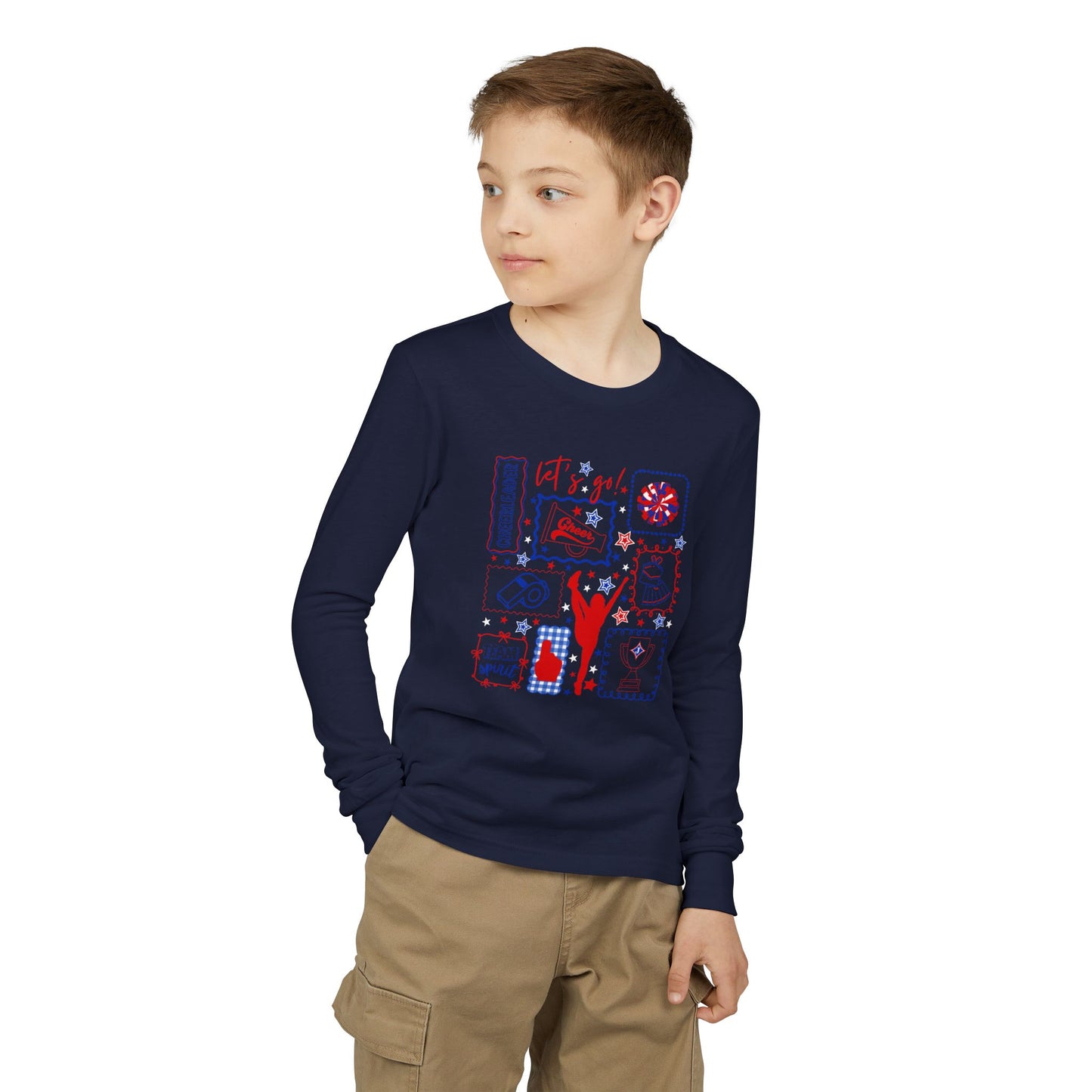 Cheer Icon Grid Youth Long Sleeve Tee