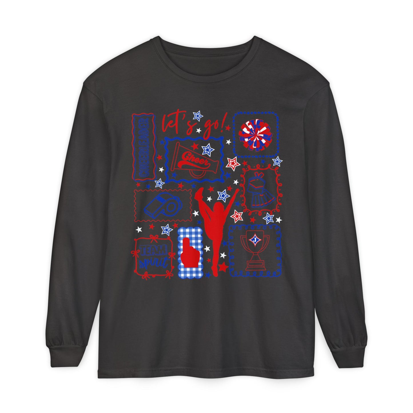 Cheer Icon Grid Long Sleeve Tee (Comfort Colors)