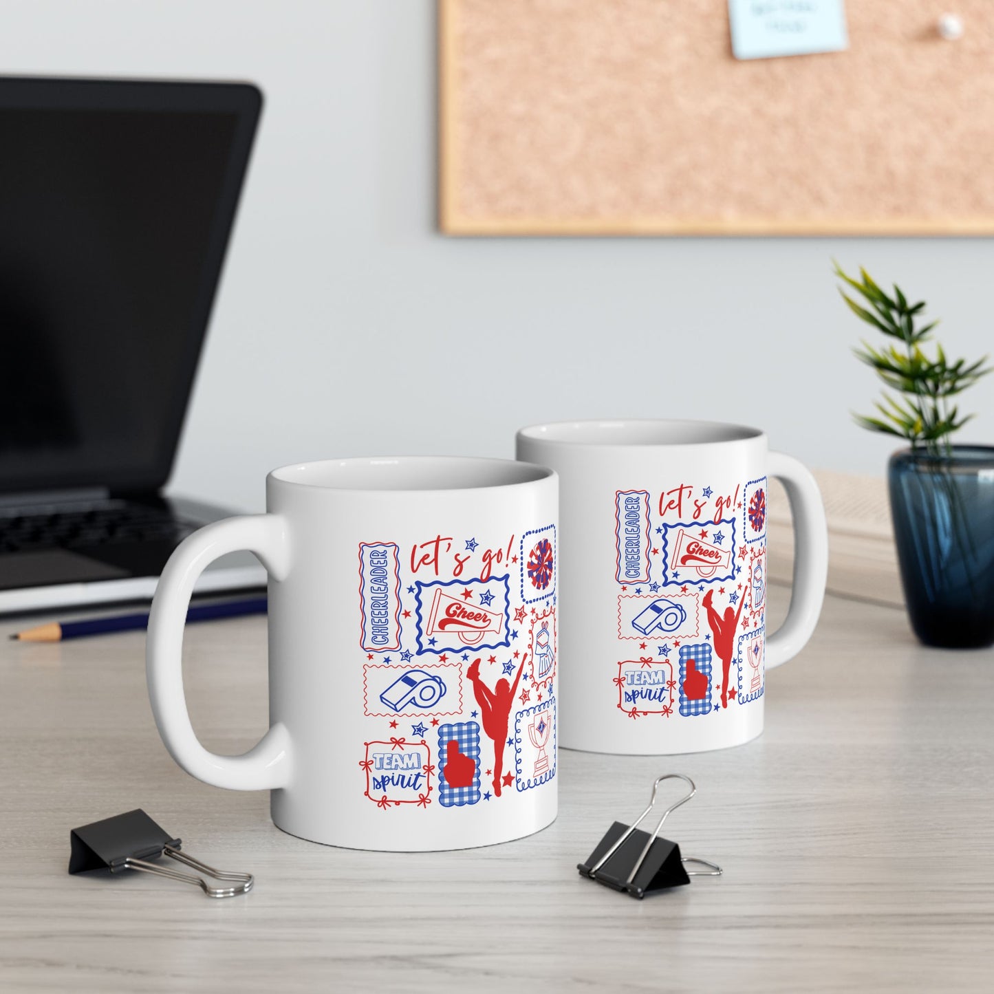 Cheer Icon Grid Ceramic Mug — 11oz & 15oz Coffee Cup