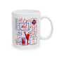 Cheer Icon Grid Ceramic Mug — 11oz & 15oz Coffee Cup