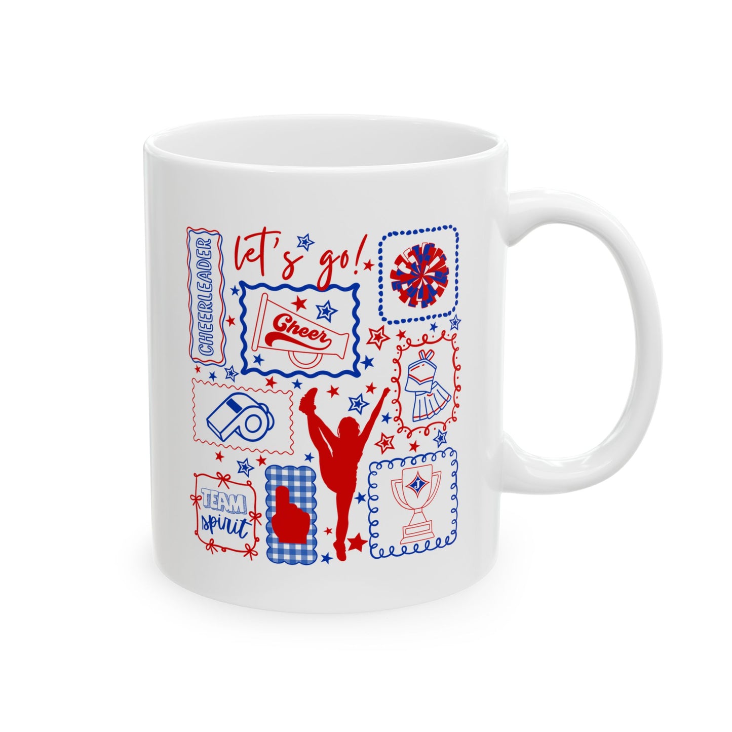 Cheer Icon Grid Ceramic Mug — 11oz & 15oz Coffee Cup