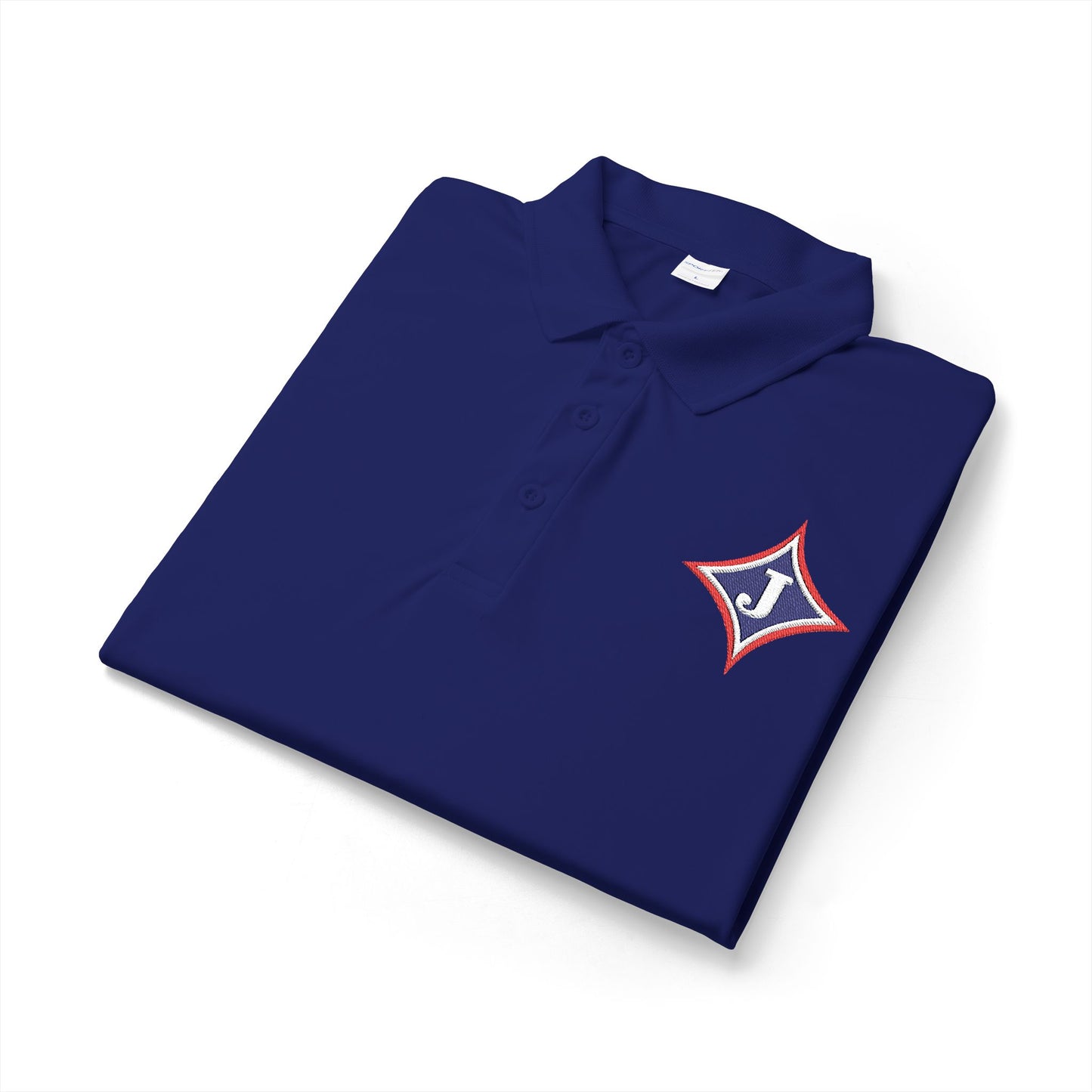 Embroidered Jefferson Diamond Shirt — Classic White Performance Golf Polo