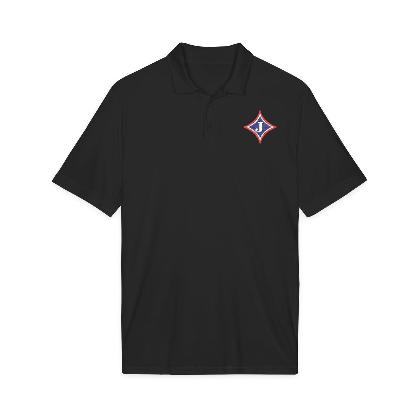 Embroidered Jefferson Diamond Shirt — Classic White Performance Golf Polo