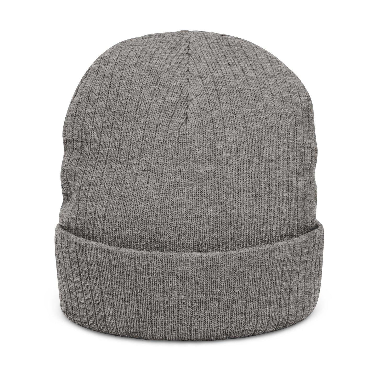 Jefferson J Diamond Embroidered Ribbed Beanie