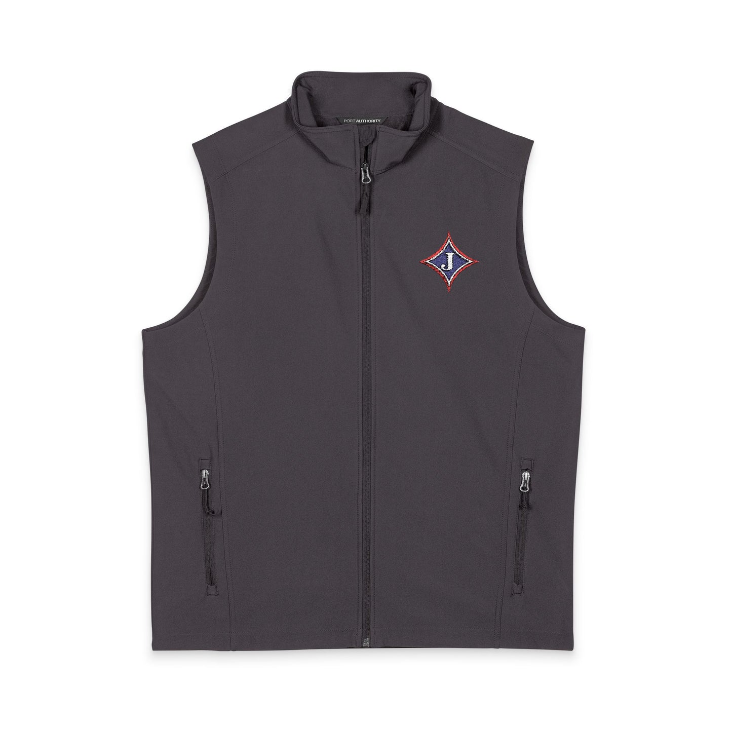Jefferson J Diamond Embroidered Nautical Compass Soft Shell Vest — Men's Lightweight Windproof Vest
