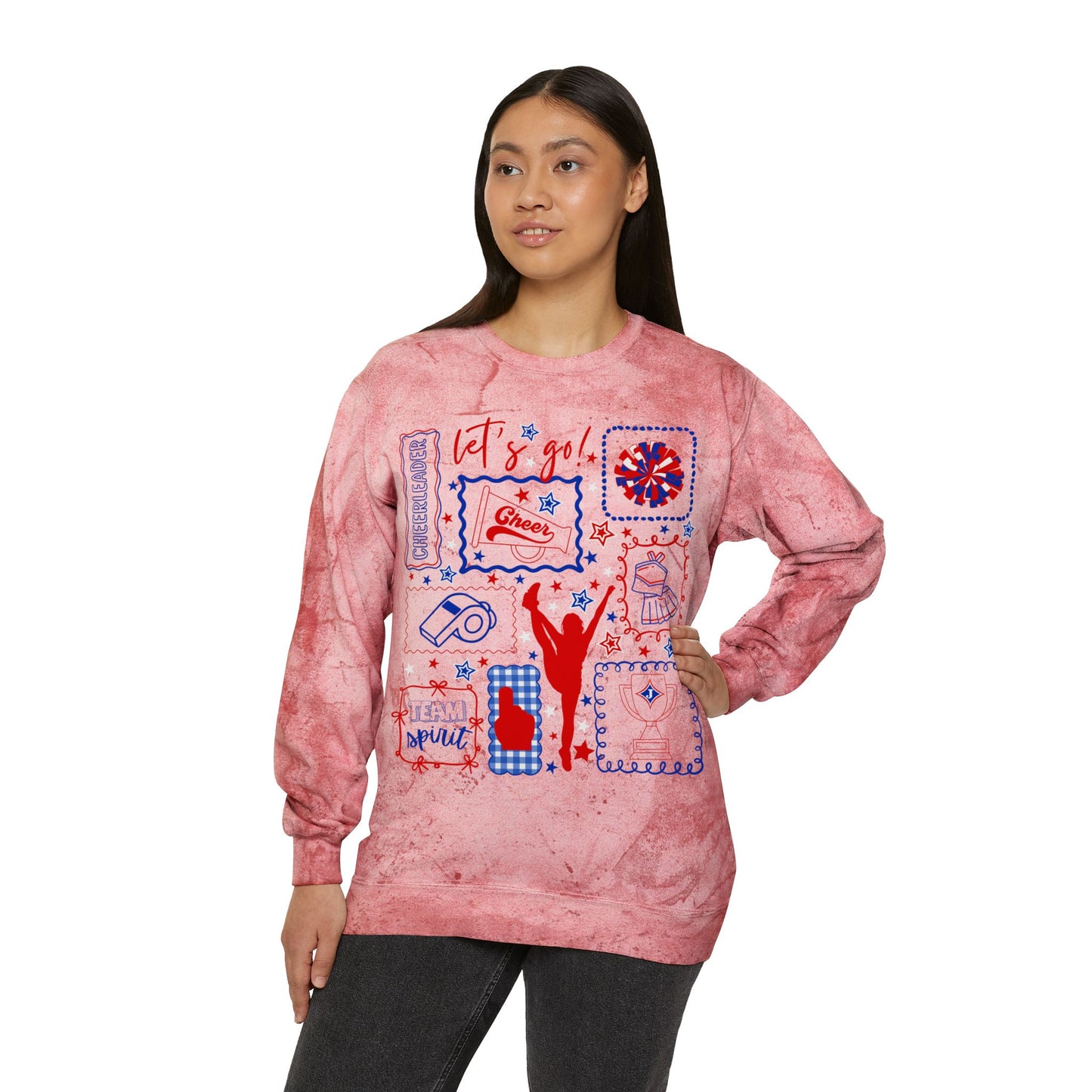 Cheer Icon Grid Tie Dye Sweatshirt