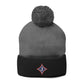 Jefferson J Diamond Embroidered Pom-Pom Knit Hat
