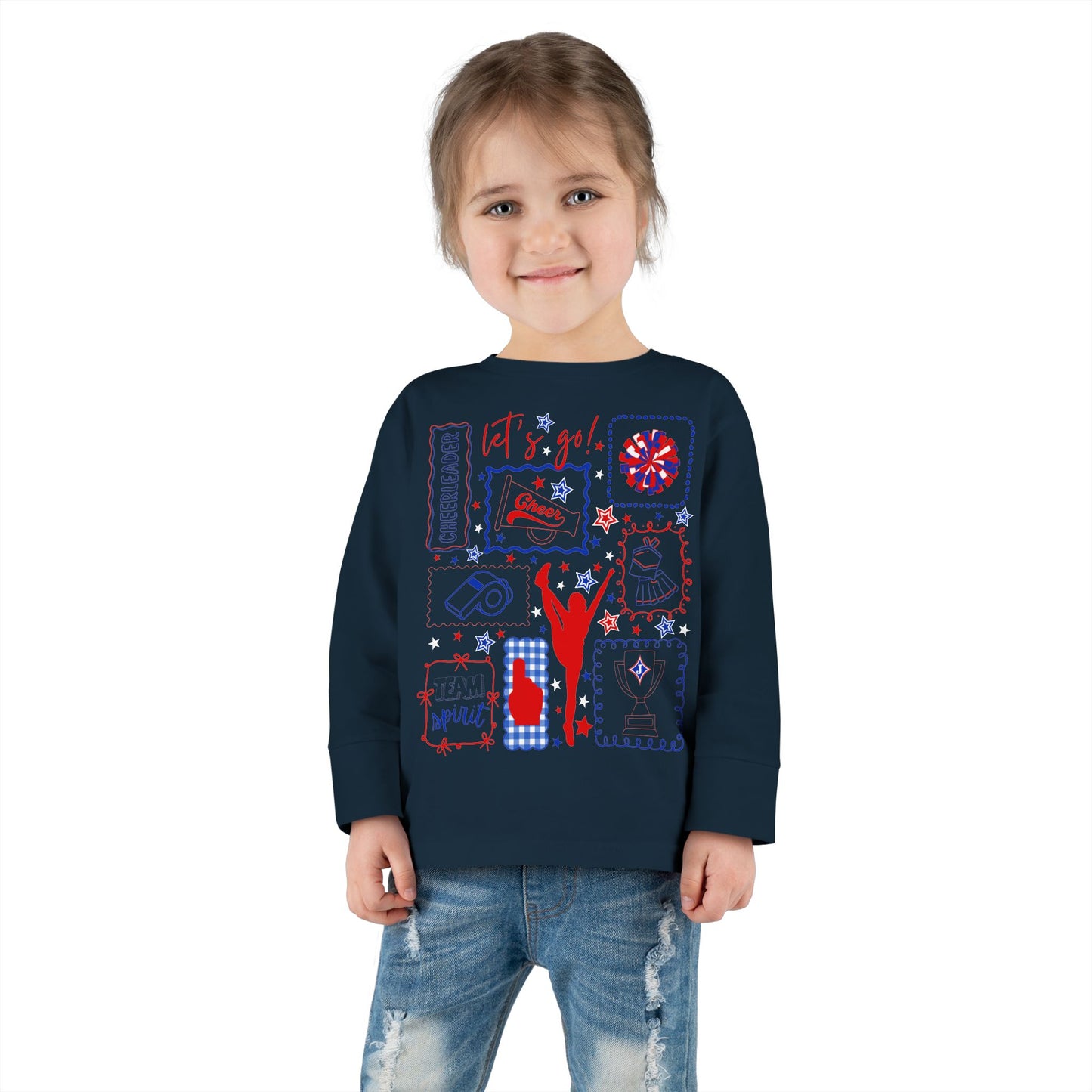Cheer Icon Grid Toddler Long Sleeve Tee