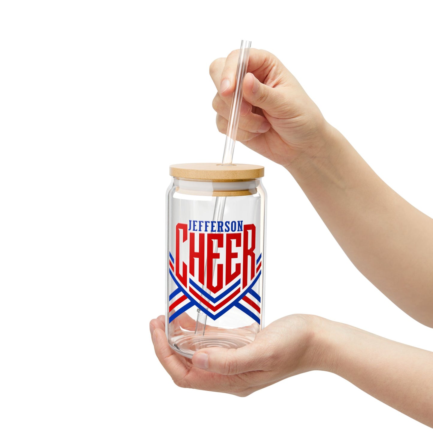 Jefferson Cheer Sipper Glass — 16oz Reusable Tumbler with Bamboo Lid